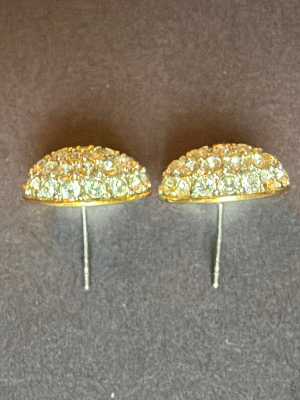 Y2K Gold Crystal Pave Round Stud Earrings
